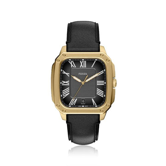 Image of Watches. Productname: Fossil Crosby Black Leather Watch FS6151 in Watch colour by brand - Bevilles
