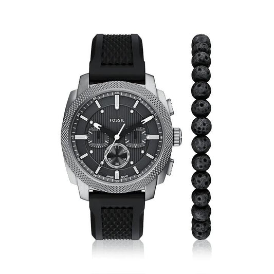Image of Watches. Productname: Fossil Machine Chronograph Watch Gift Set FS6145SET in Watch colour by brand - Bevilles