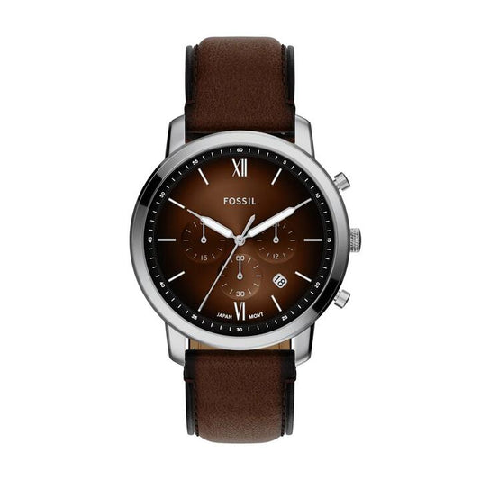 Image of Watches. Productname: Fossil Neutra Chronograph Brown Leather Watch FS6143 in Watch colour by brand - Bevilles