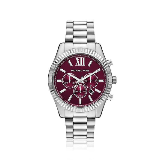 Image of Watches. Productname: Michael Kors Lexington Red and Silver Tone Watch MK9242 in Watch colour by brand - Bevilles