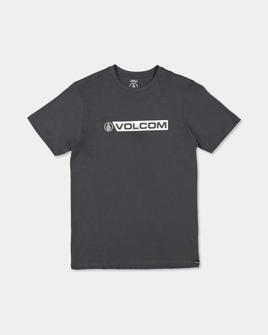 Image of a model wearing Tops. Productname: Volcom Boys 8-16 Blocker T-Shirt Asphalt Black - in Asphalt Black colour by brand - Volcom
