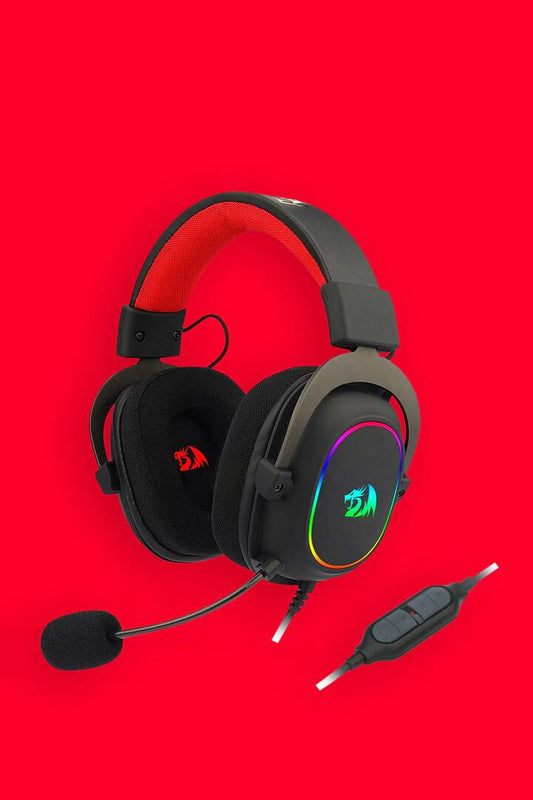 Image of Electronics Accessories. Productname: Redragon H510 RGB Zeus Black Over Ear 7.1 Surround Sound Gaming Headset in Black colour by brand - REDRAGON