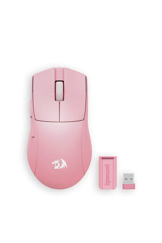 Image of Mice & Trackballs. Product name - Redragon K1NG M916 PRO Pink 49g Ultra-Lightweight 3-Mode PAW3395 Gaming Mouse in Pink colour by brand - REDRAGON