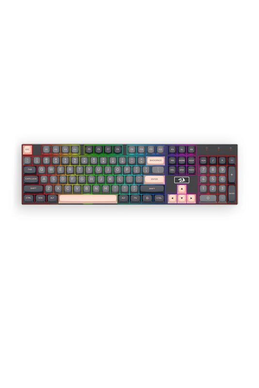 Image of Keyboards. Product name - Redragon K556GBP-RGB Devarajas Pink Hot-Swap Aluminum Mechanical Gaming Keyboard in Grey/Black/Pink colour by brand - REDRAGON