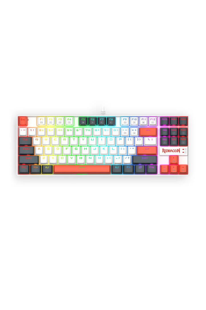 Image of Keyboards. Product name - Redragon K552WLR-RGB Kumara Wired Mechanical Keyboard White/Orange in White/Orange colour by brand - REDRAGON