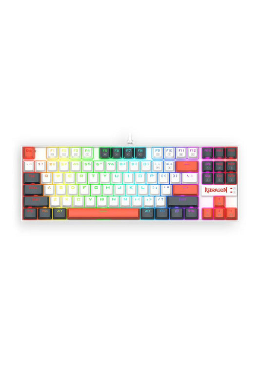 Image of Keyboards. Product name - Redragon K552WLR-RGB Kumara Wired Mechanical Keyboard White/Orange in White/Orange colour by brand - REDRAGON