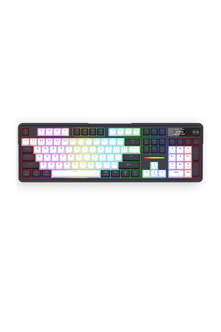 Image of Keyboards. Product name - Redragon K762WB-RGB Pro Terraflare Black/White Tri-Mode Gasket Mechanical Keyboard in Black/White colour by brand - REDRAGON