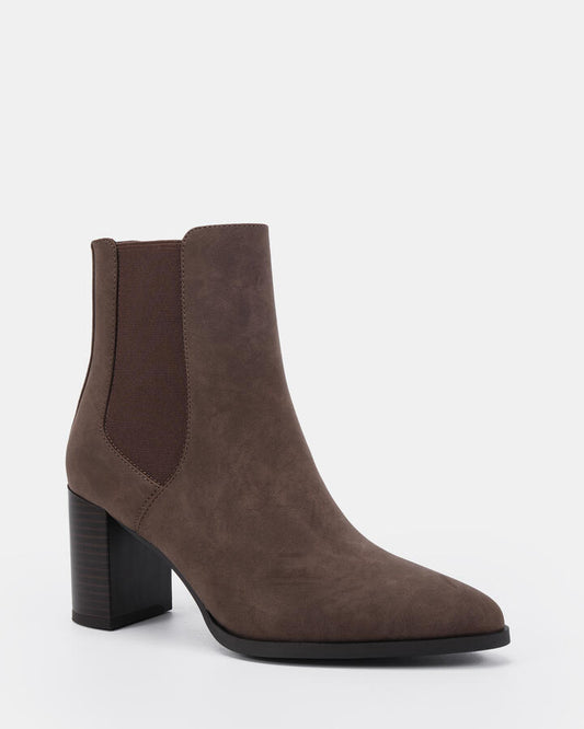 Image of Boots. Productname: Kaia: Espresso Nubuck - Women's Boot High Heel in Espresso Nubuck colour by brand - Novo