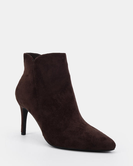 Image of Boots. Productname: Delmont: Espresso Suede - Women's Boot Low-mid Heel in Espresso Suede colour by brand - Novo