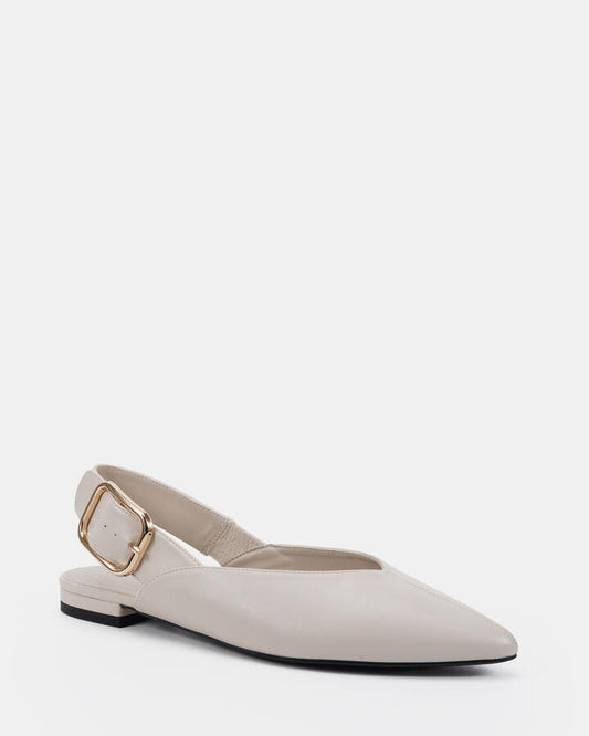 Image of Flats. Product name - Caritas Cream Smooth Vegan Flats in Cream Smooth colour by brand - Novo