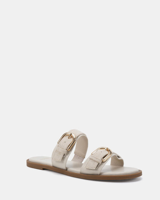 Image of Sandals. Productname: Statement: Cream Linen - Women's Thongs in Cream Linen colour by brand - Novo