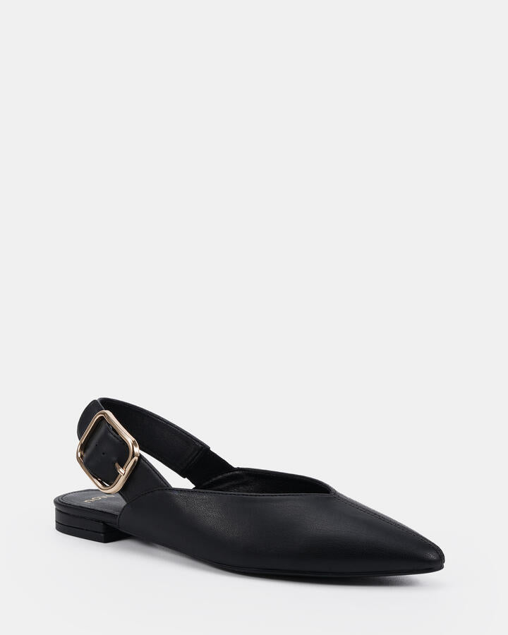 Image of Flats. Product name - Caritas Black Smooth Ballet Flats in Black colour by brand - Novo
