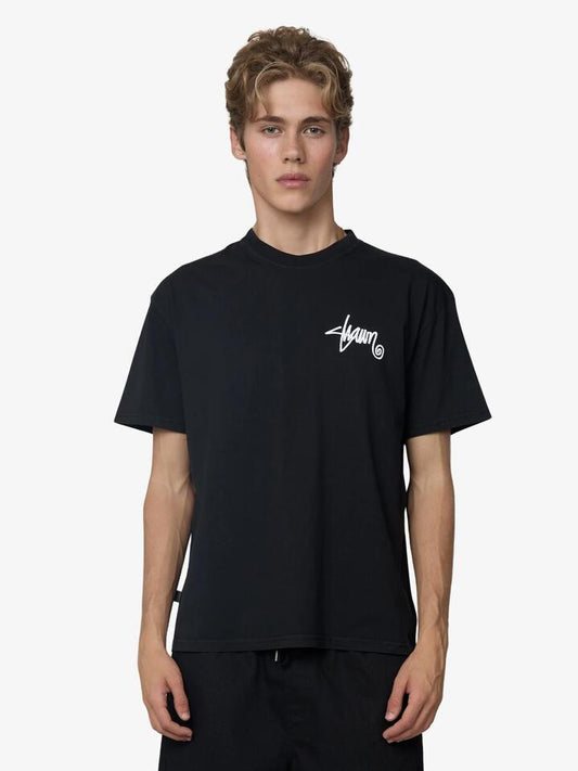 Image of a model wearing Tops. Productname: S-Double This Thing Dot Tee in Pigment Black colour by brand - S-Double