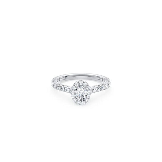 Image of Rings. Productname: Oval Cut Halo Ring with 1.10tw of Laboratory-Grown Diamonds in 9kt White Gold in Diamond colour by brand - Bevilles