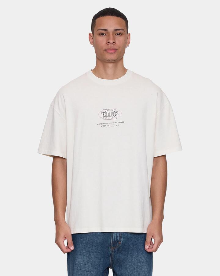 Image of T-Shirts. Product name - Thrills Mens Fluid Thrills Oversized T-Shirt Heritage White in Heritage White colour by brand - Thrills