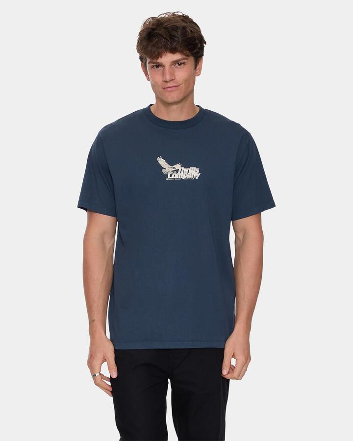 Image of T-Shirts. Product name - Thrills Mens Between Chaos & Calm T-Shirt Federal Blue in Federal Blue colour by brand - Thrills