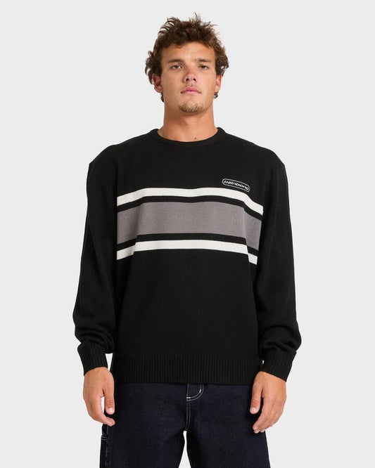 Image of a model wearing Outerwear. Productname: billabong Mens Spec 73 Panel Sweatshirt Black - in Black colour by brand - Billabong