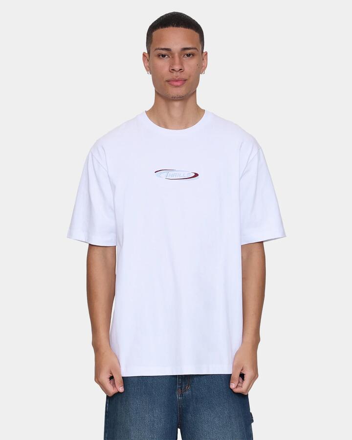 Image of T-Shirts. Product name - Thrills Mens Spectral Oversized Fit T-Shirt White in White colour by brand - Thrills