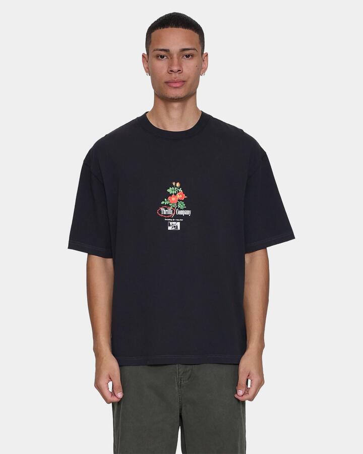 Image of T-Shirts. Product name - Thrills Mens Everything Here Now Oversized T-Shirt Faded Black in Faded Black colour by brand - Thrills