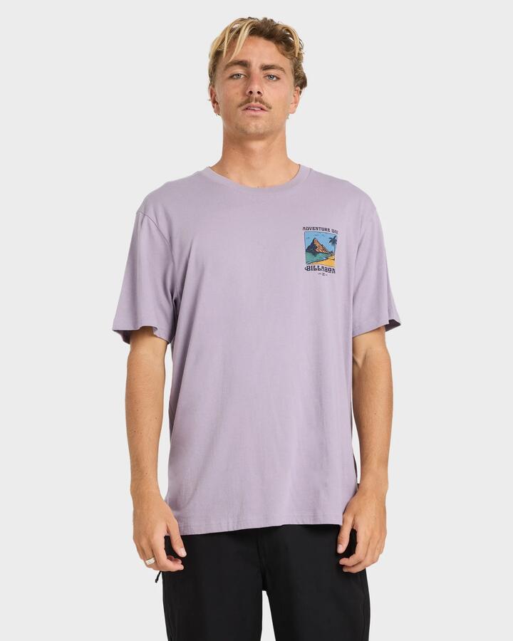 Image of T-Shirts. Product name - Billabong Mens Post Cards T-Shirt Purple Ash in Purple Ash colour by brand - Billabong