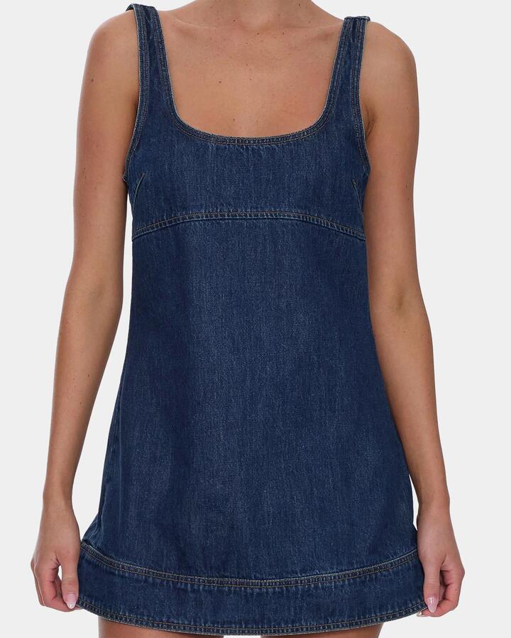 Image of Jeans. Product name - Thrills Womens Luciana Denim Mini Dress Mid Blue in Mid Blue colour by brand - Thrills