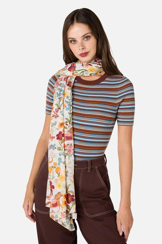 Image of Scarves & Shawls. Productname: Fancy Horses Soft Scarf in Cream colour by brand - Princess Highway