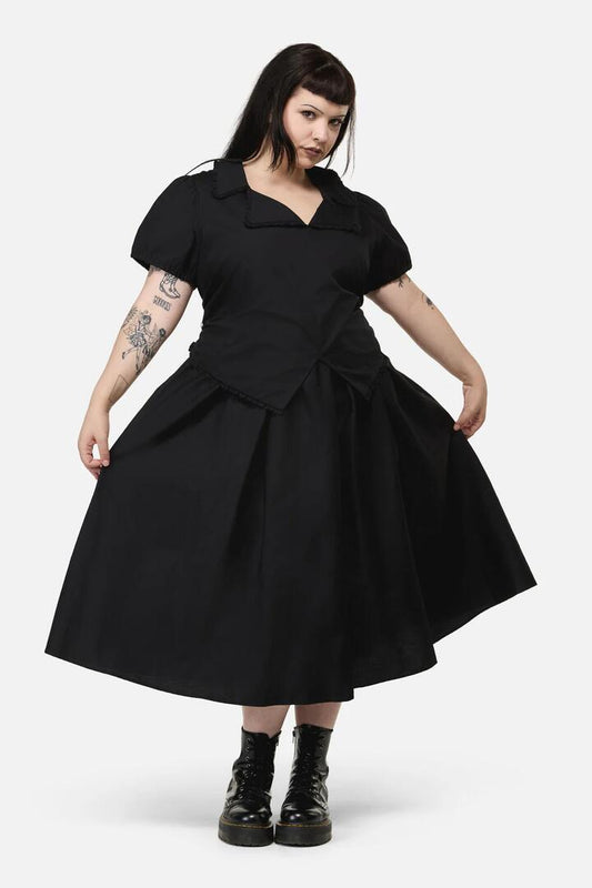 Image of Dresses. Productname: Curve Conquest Goth Midi Dress in Black colour by brand - Black Friday