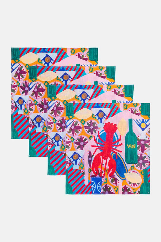 Image of Kitchen & Dining. Productname: Le Pique-Nique Napkin Set 4 in Print colour by brand - Gorman
