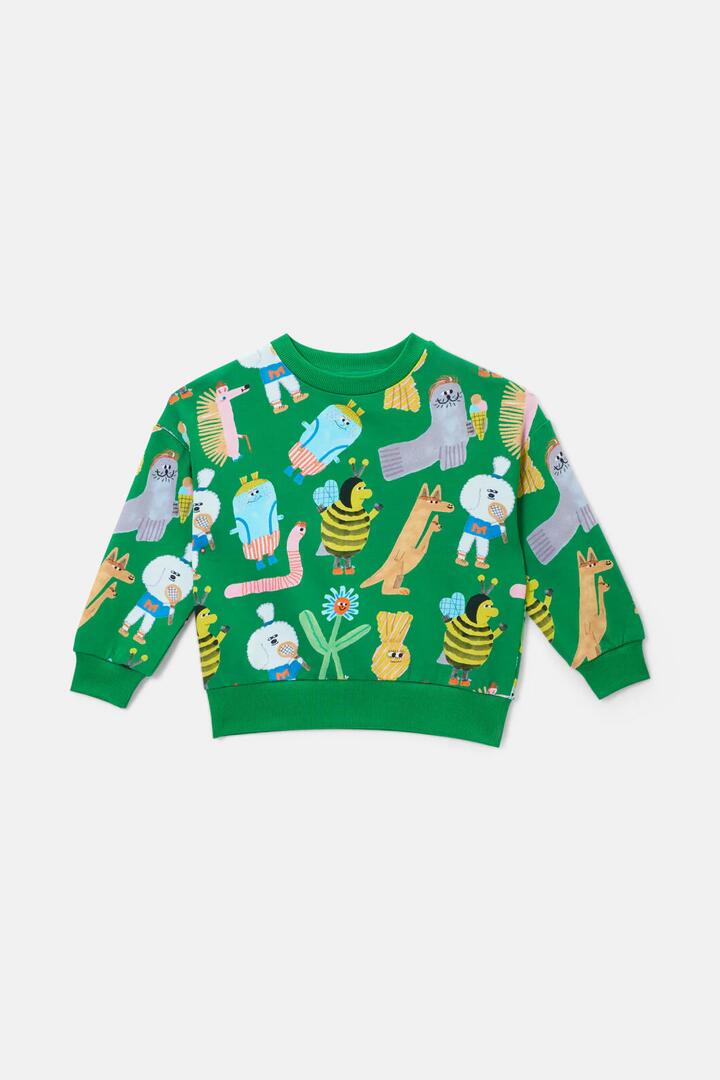 Image of a model wearing Outerwear. Product name - Believe Kids Sweater in Green colour by brand - Gorman