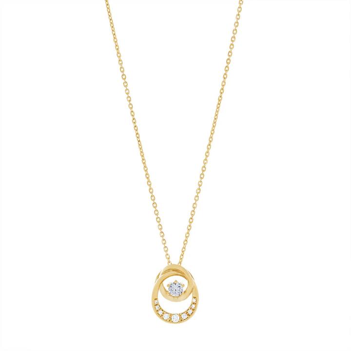 Image of Necklaces. Productname: 43cm Cubic Zirconia Twist Pendant Necklace in 9kt Yellow Bonded Gold in Gold colour by brand - Bevilles