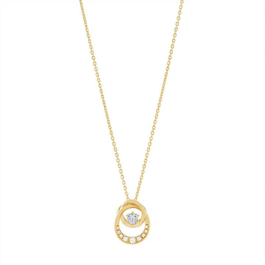 Image of Necklaces. Productname: 43cm Cubic Zirconia Twist Pendant Necklace in 9kt Yellow Bonded Gold in Gold colour by brand - Bevilles