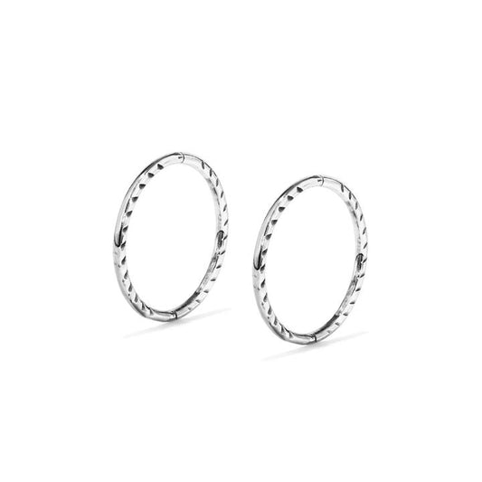 Image of Earrings. Productname: 12mm Diamond Cut Sleeper Earring in Sterling Silver in Silver colour by brand - Bevilles