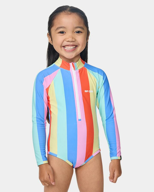 Image of Swimwear. Productname: rip Curl Girls 2-7 Ranbow Stripe Surf One Piece Swimsuit Multico - in Multico colour by brand - rip Curl