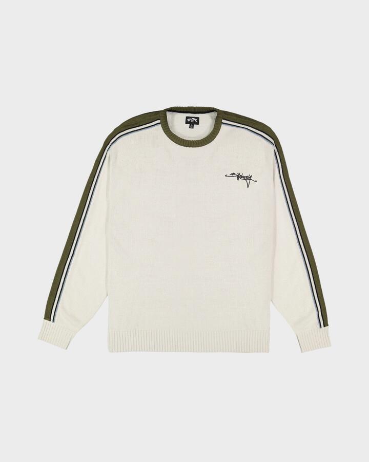 Image of a model wearing Outerwear. Productname: billabong Mens Script Sweatshirt Silver - in Silver colour by brand - Billabong