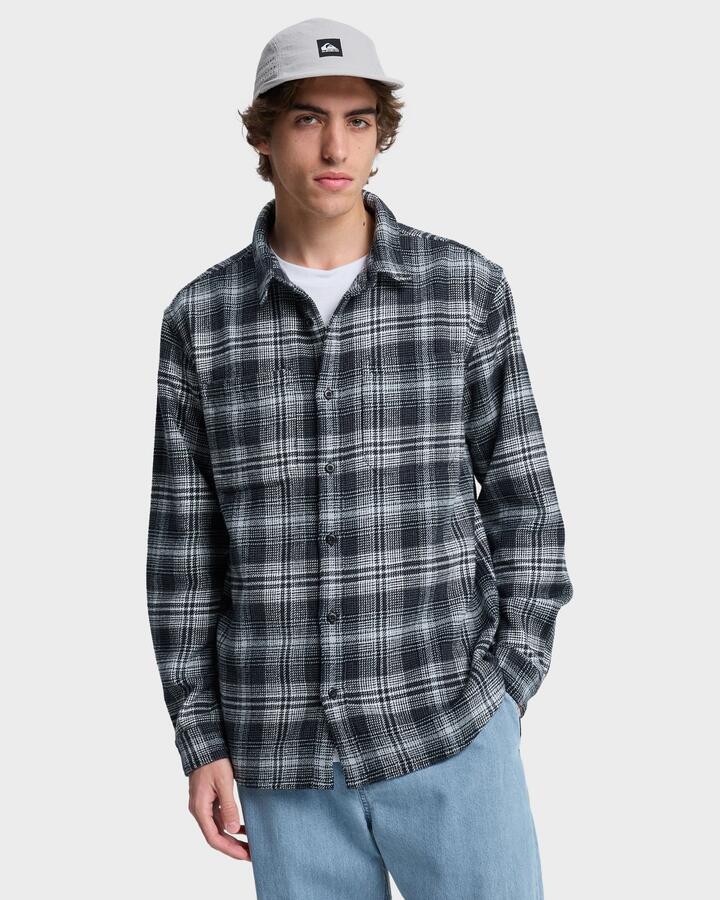 Image of Shirts. Product name - Quiksilver Mens Dna Flannel Shirt Black Check Dna in Black Check Dna colour by brand - Quiksilver
