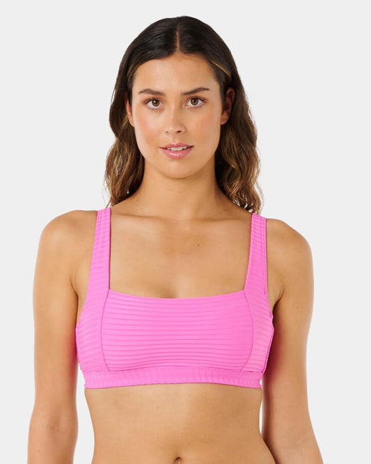 Image of Swimwear. Product name - Rip Curl Womens Premium Surf D-Dd Crop Bikini Top Super Pink in Super Pink colour by brand - Rip Curl