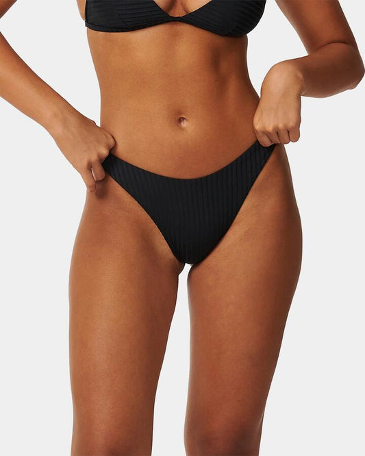 Image of Swimwear. Productname: rip Curl Womens Premium Hi Leg Skimpy Bikini Bottom Black - in Black colour by brand - rip Curl