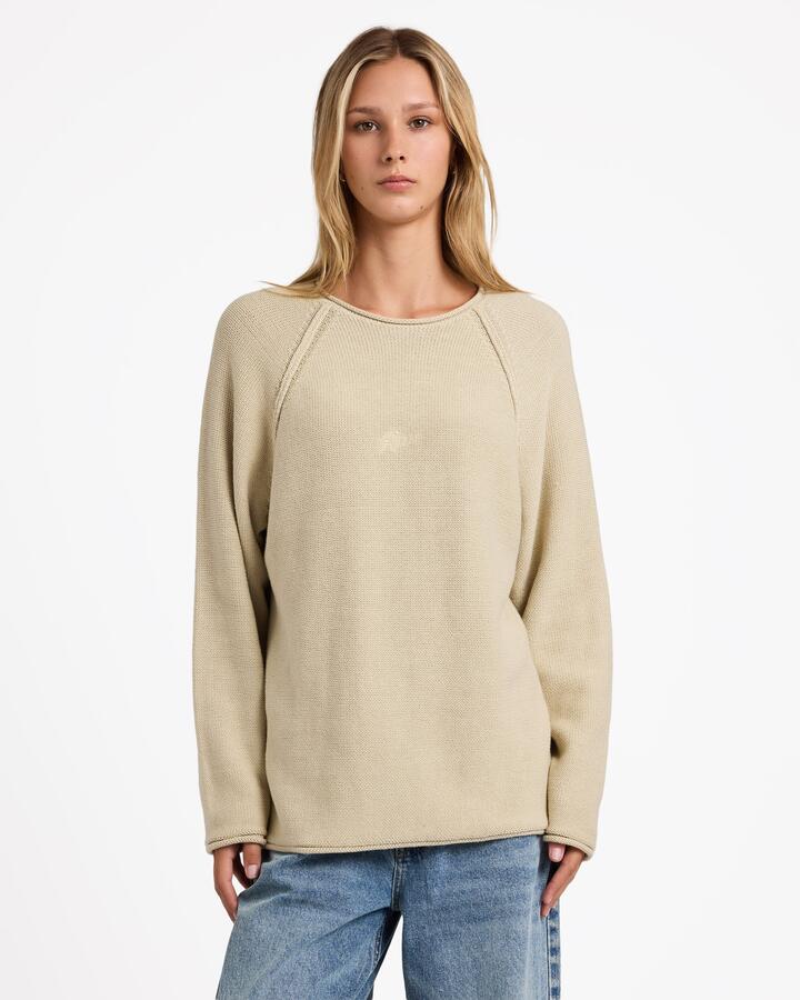Image of Accessories. Productname: rvca Womens Ivy Raglan Crew Neck Sand - in Sand colour by brand - Rvca