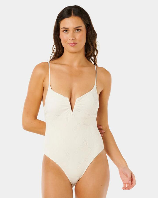 Image of Swimwear. Productname: rip Curl Womens Oasis V Wire Multi Fit One Piece Swimsuit Bone - in Bone colour by brand - rip Curl