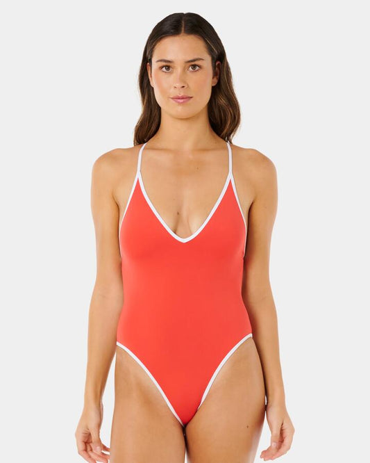 Image of Swimwear. Productname: rip Curl Womens Classic Surf One Piece Swimsuit Red - in Red colour by brand - rip Curl