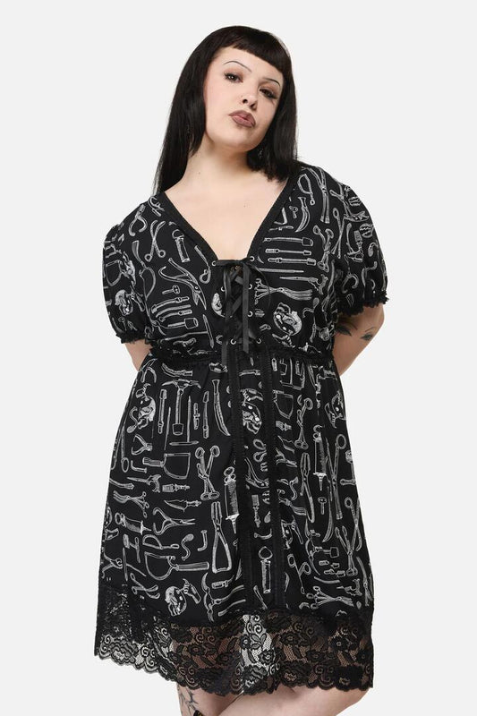 Image of Dresses. Productname: Curve Barbaric Print Goth Dress in Black/White colour by brand - Black Friday