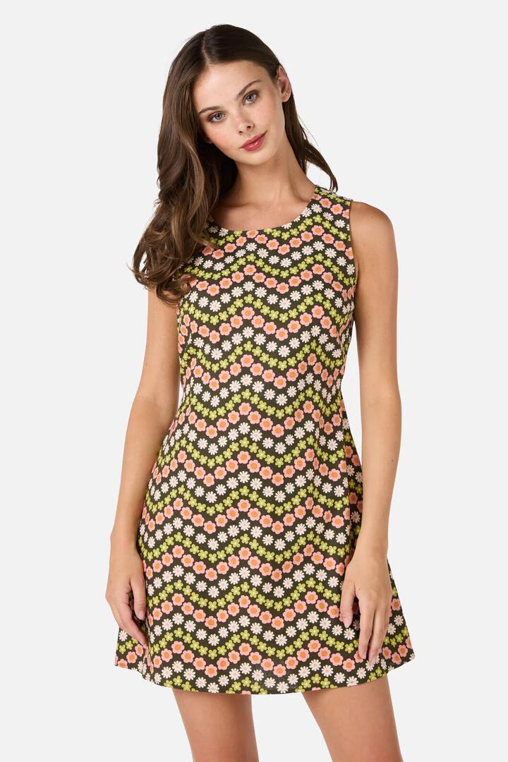 Image of Dresses. Productname: Sally Retro Mini Shift Dress in Green colour by brand - Princess Highway