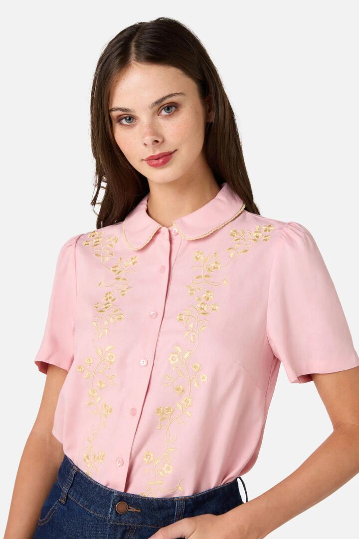 Image of Blouses. Productname: Whimsical Embroidered Blouse in Green colour by brand - Princess Highway