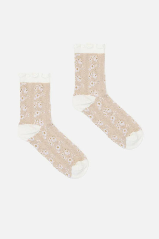 Image of Socks. Productname: Floral Frill Sock in Khaki colour by brand - Princess Highway