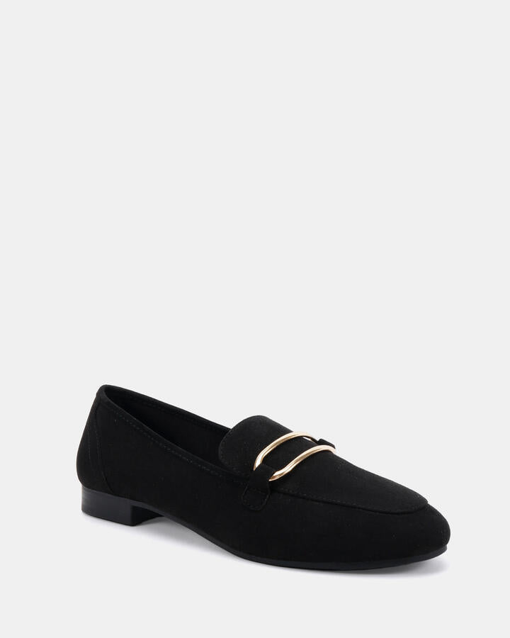 Image of Flats. Productname: Corrie: Black Suede - Women's Casual Flat Closed in Black colour by brand - Novo