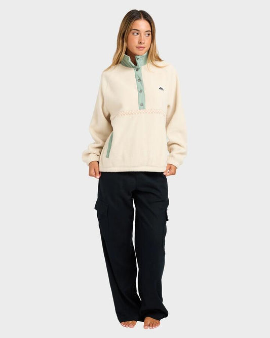 Image of a model wearing Pants. Productname: quiksilver Womens Playful Cargo Pants Black - in Black colour by brand - Quiksilver