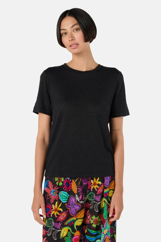 Image of a model wearing Tops. Productname: Hemp Tee in White colour by brand - Gorman