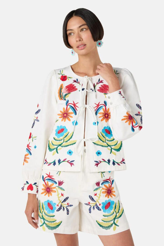 Image of Coats & Jackets. Productname: Little Things Denim Tie Jacket in Cream colour by brand - Gorman