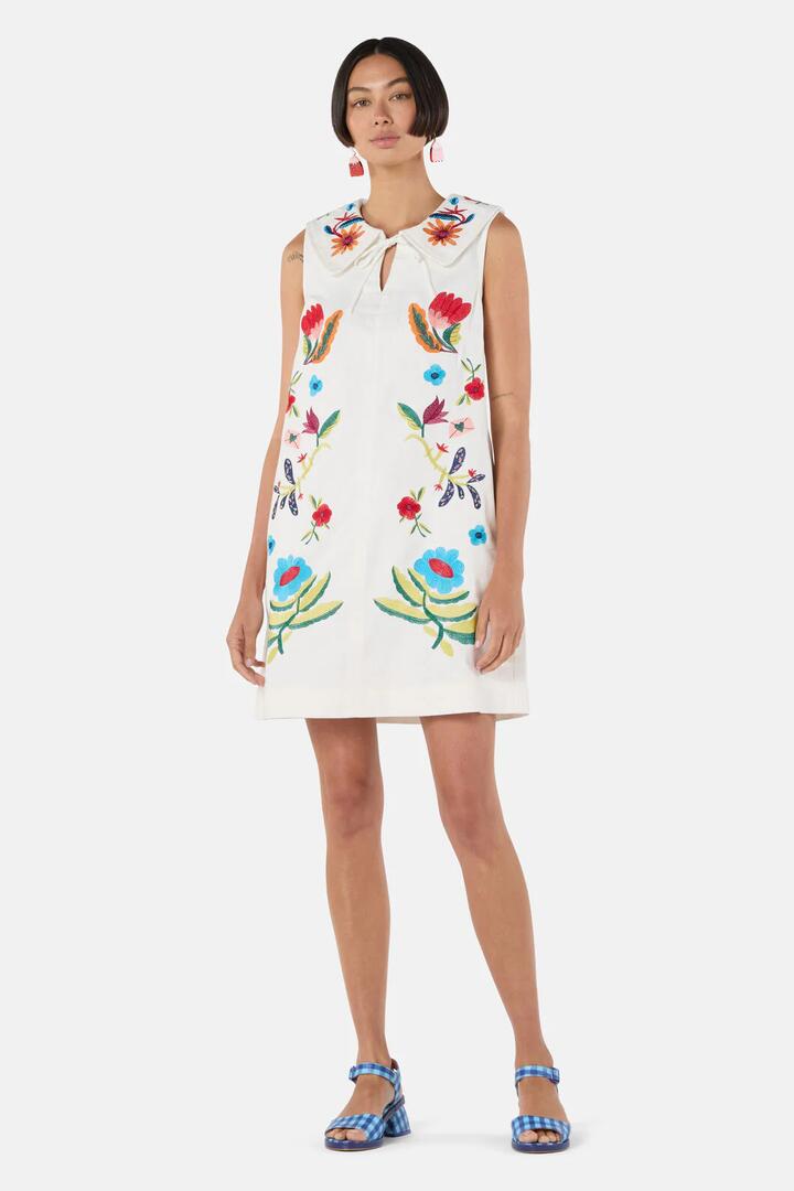 Image of Dresses. Product name - Little Things Denim Dress in Cream colour by brand - Gorman