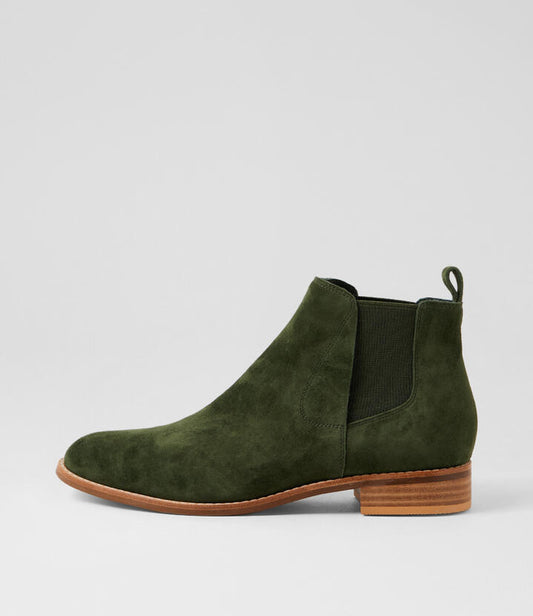 Image of Boots. Productname: Nuroad Olive Suede Chelsea Boots in Olive colour by brand - MIDAS